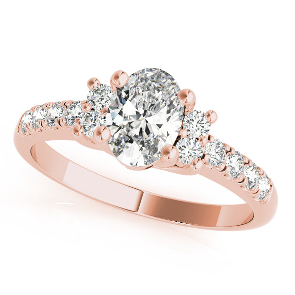 14K Rose Gold Oval Diamond Fashion Ring