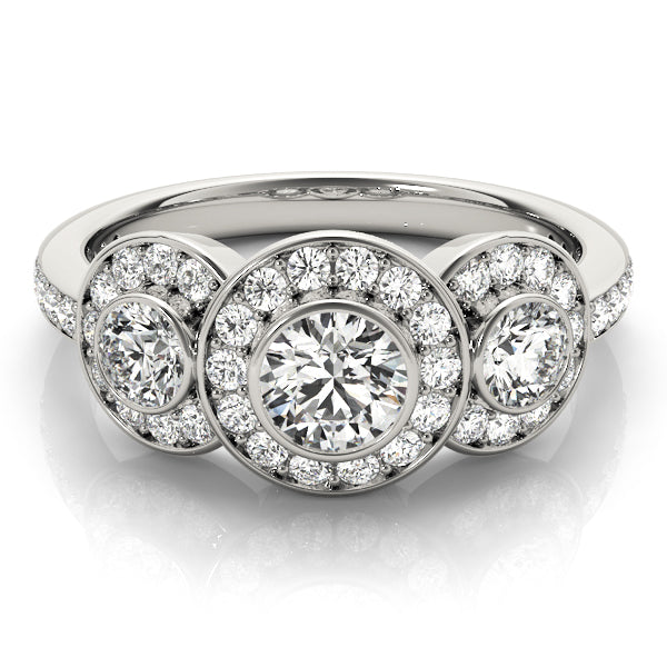 14K White Gold Diamond Engagement Ring | 3-Stone Design