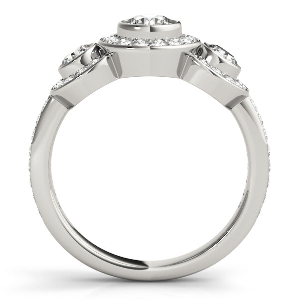 14K White Gold Diamond Engagement Ring | 3-Stone Design