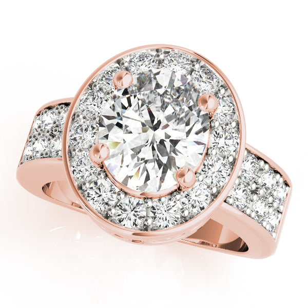 14K Rose Gold Oval Diamond Fashion Ring