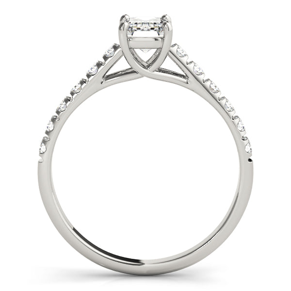 18K White Gold Emerald Diamond Engagement Ring