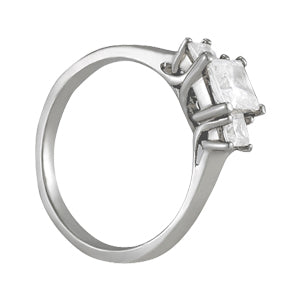 14K White Gold 0.89 ctw Square Diamond Engagement Ring
