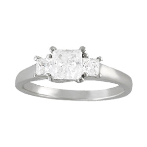 18K White Gold 7/8 ct Diamond Three-Stone Engagement Ring