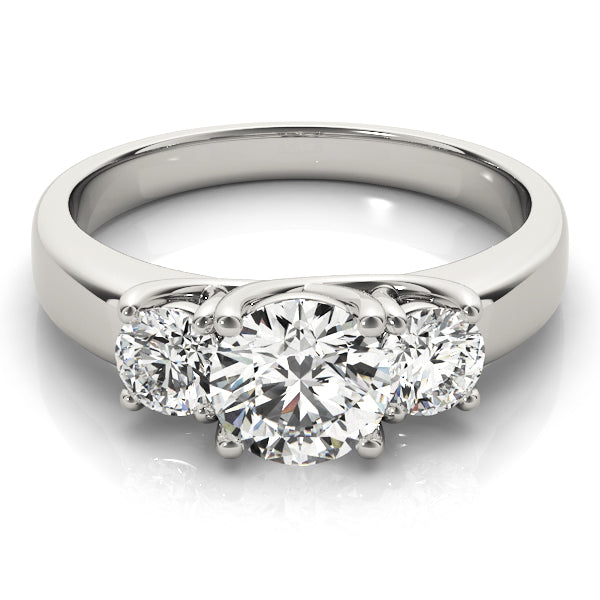 18K White Gold 1 ct Diamond Three-Stone Engagement Ring