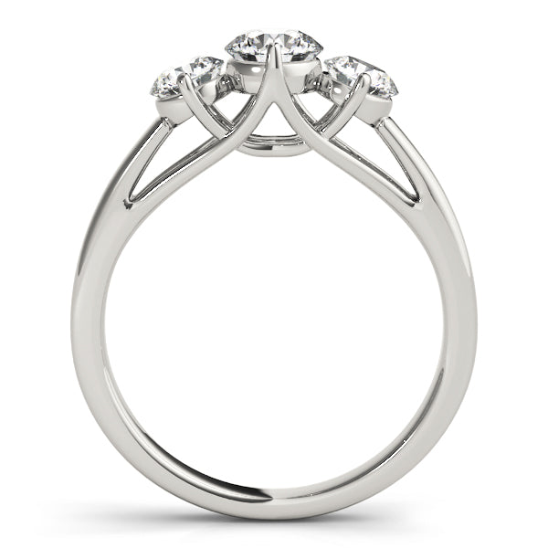 18K White Gold 1/2 CT Diamond Three-Stone Engagement Ring
