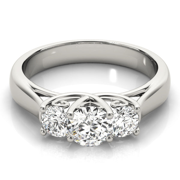 18K White Gold 1 ct Diamond Three-Stone Engagement Ring