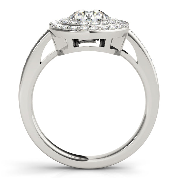 14K White Gold Round Diamond Halo Engagement Ring