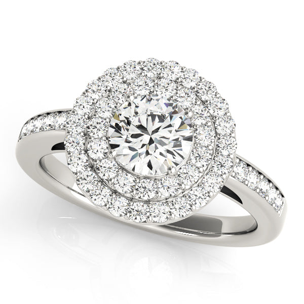 14K White Gold Round Diamond Halo Engagement Ring