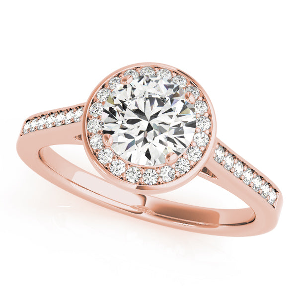 Rose Gold 1 CT Diamond Halo Engagement Ring