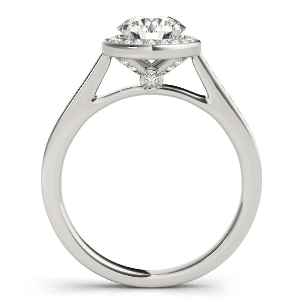 Platinum 1.25 ctw Round Diamond Halo Engagement Ring