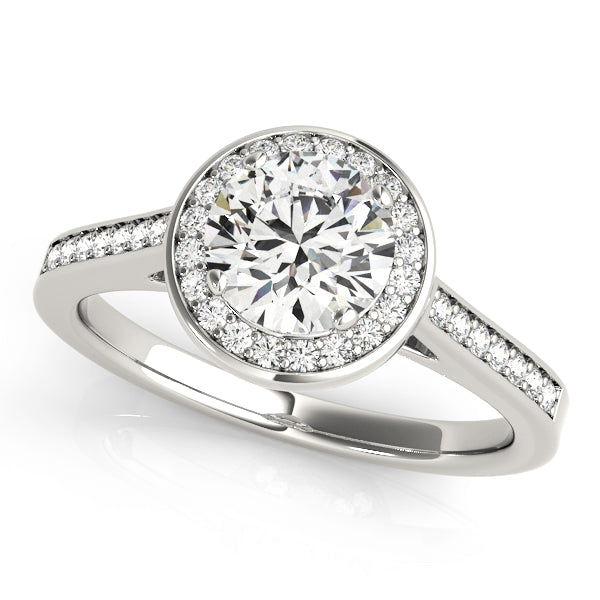 14K White Gold 1.25ctw Diamond Halo Engagement Ring