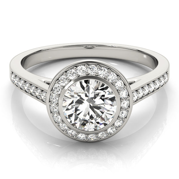 14K White Gold 1.25ctw Diamond Halo Engagement Ring