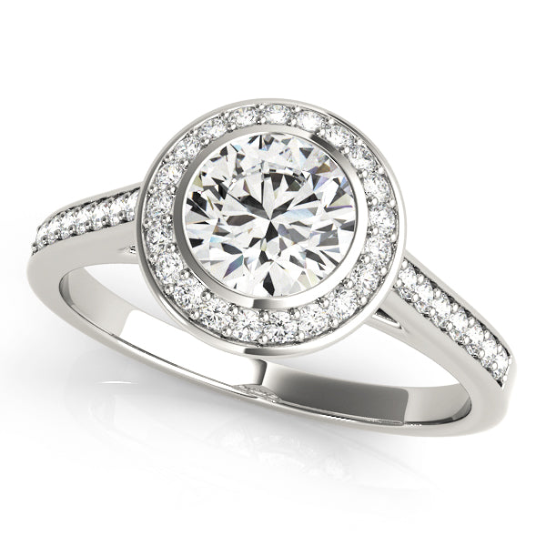 Platinum 1.25ctw Round Diamond Halo Engagement Ring