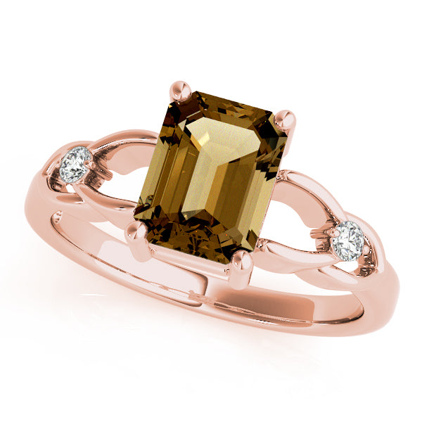 14K Rose Gold Emerald Diamond Fashion Ring