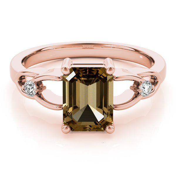 14K Rose Gold Emerald Diamond Fashion Ring