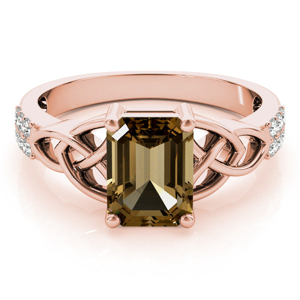 14K Rose Gold Emerald Diamond Fashion Ring