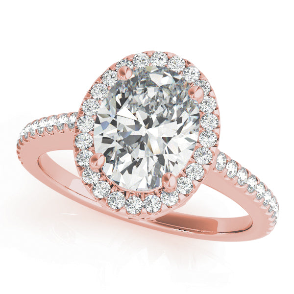 Rose Gold 5/8 CT Diamond Oval Halo Engagement Ring