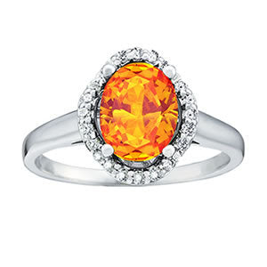 14K White Gold Multi-Diamond Oval Fashion Ring