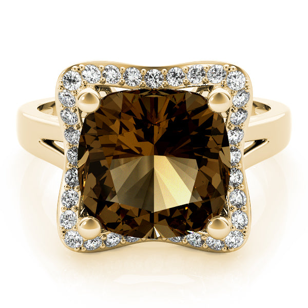 14K Yellow Gold Diamond Cluster Fashion Ring