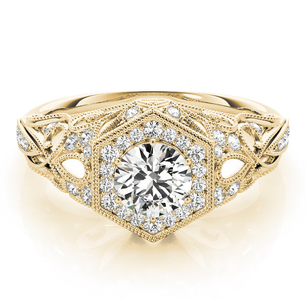 14K Yellow Gold 1.33ctw Diamond Halo Engagement Ring