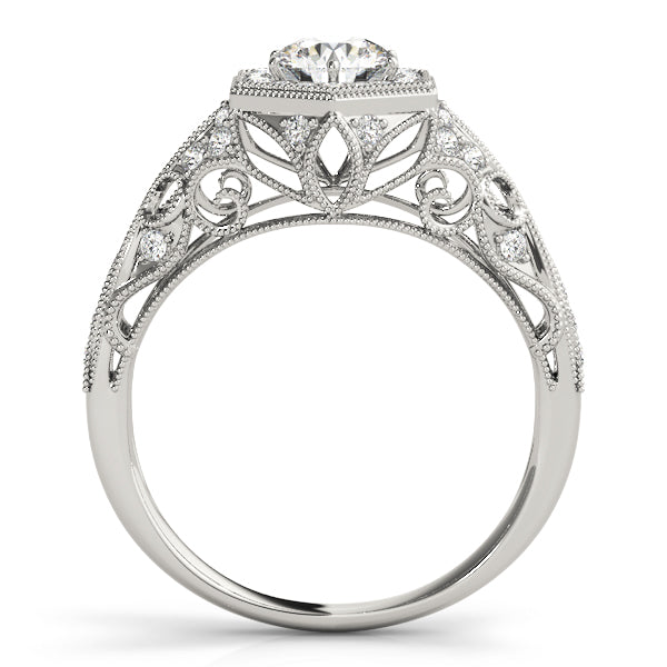 18K White Gold 1.33ctw Round Diamond Halo Ring