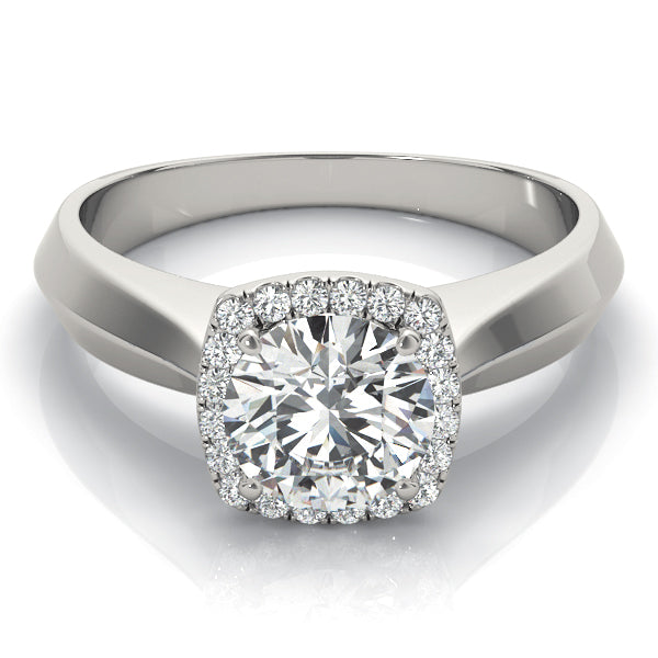 18K White Gold 1 CT Diamond Halo Engagement Ring