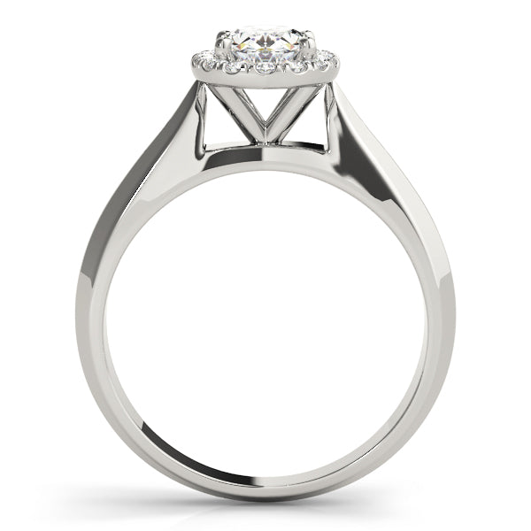 14K White Gold Oval Diamond Engagement Ring with Halo