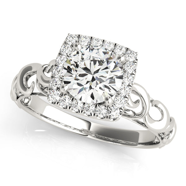 Platinum 1 CT Round Diamond Halo Engagement Ring