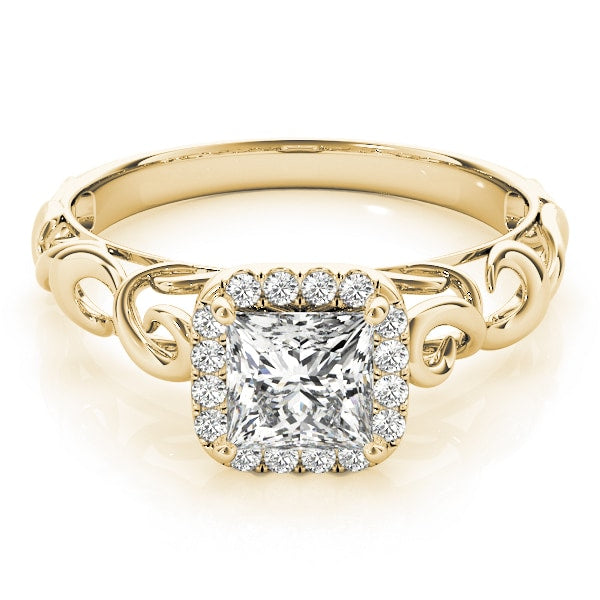 18K Yellow Gold 1/3 ct tw Halo Diamond Engagement Ring