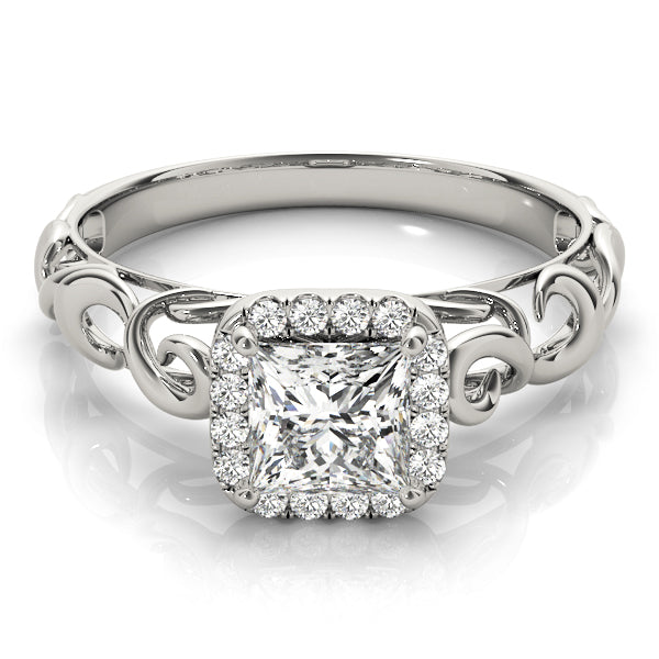 18K White Gold 1/3 CT Diamond Halo Engagement Ring