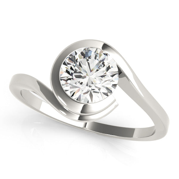 14K White Gold 1/2 CT Round Diamond Engagement Ring