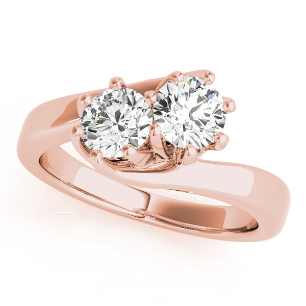 14K Rose Gold 1ctw Round Diamond Two-Stone Ring