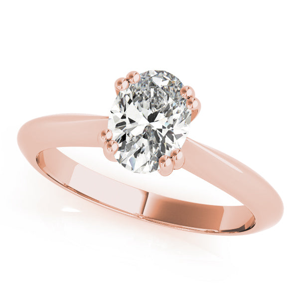 18K Rose Gold Oval Diamond Solitaire Ring