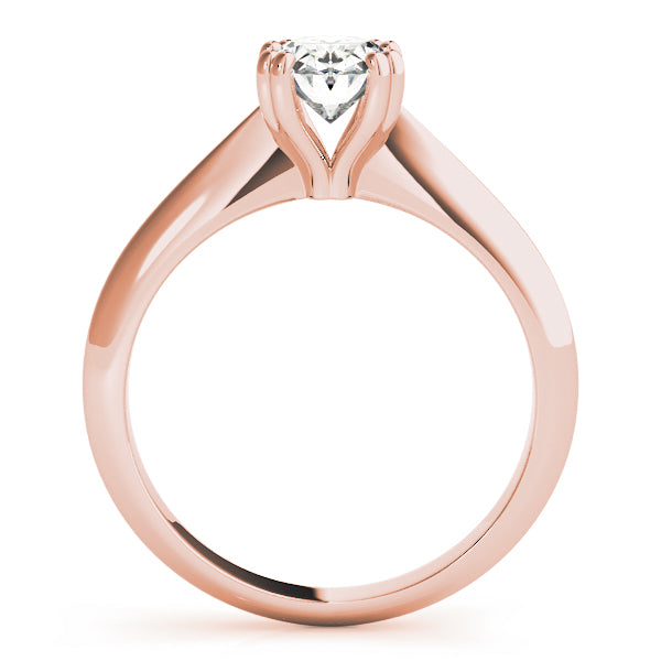18K Rose Gold Oval Diamond Solitaire Ring