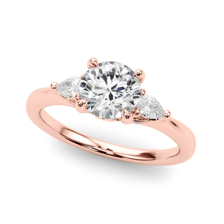 18K Rose Gold 1 1/3 ct tw Three Stone Diamond Engagement Ring