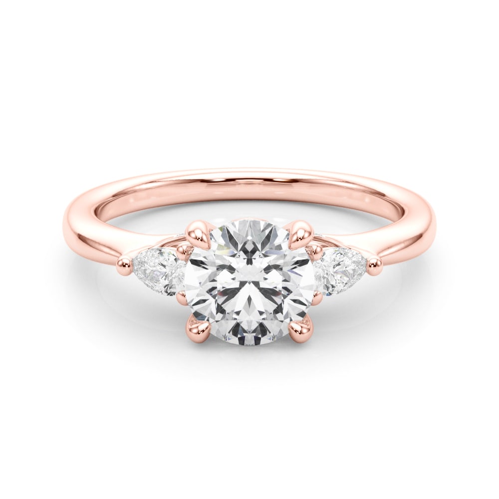 14K Rose Gold 1 1/3 ct tw Three Stone Diamond Engagement Ring