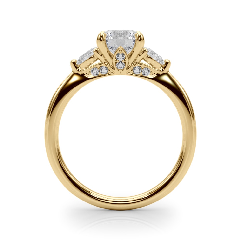 18K Yellow Gold 1 1/3 ct tw Three Stone Diamond Engagement Ring