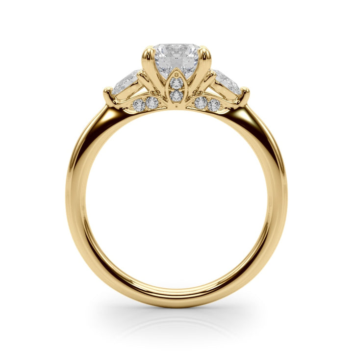 18K Yellow Gold 1 1/3 ct tw Three Stone Diamond Engagement Ring