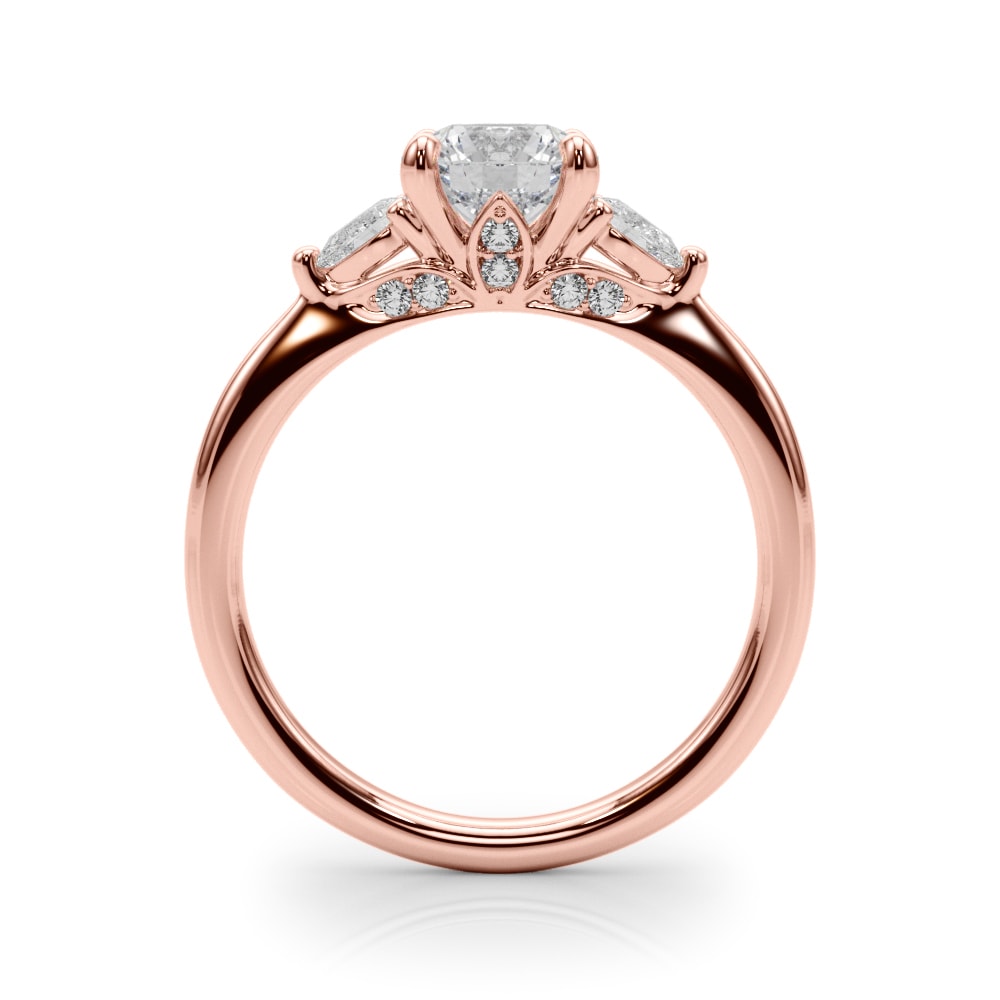 14K Rose Gold 1 1/3 ct tw Three Stone Diamond Engagement Ring