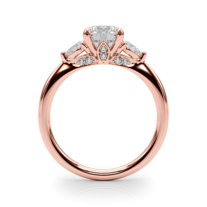14K Rose Gold 1 1/3 ct tw Three Stone Diamond Engagement Ring