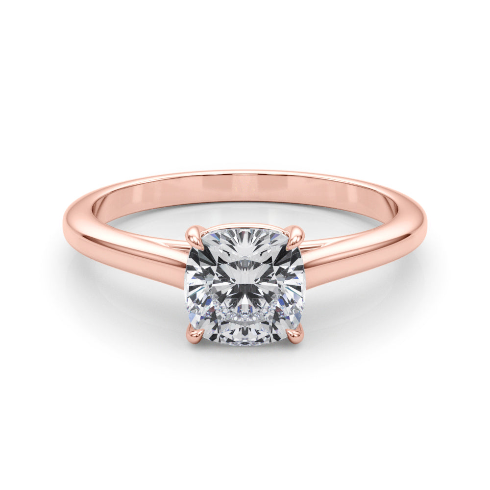 18K Rose Gold Cushion Diamond Solitaire Ring