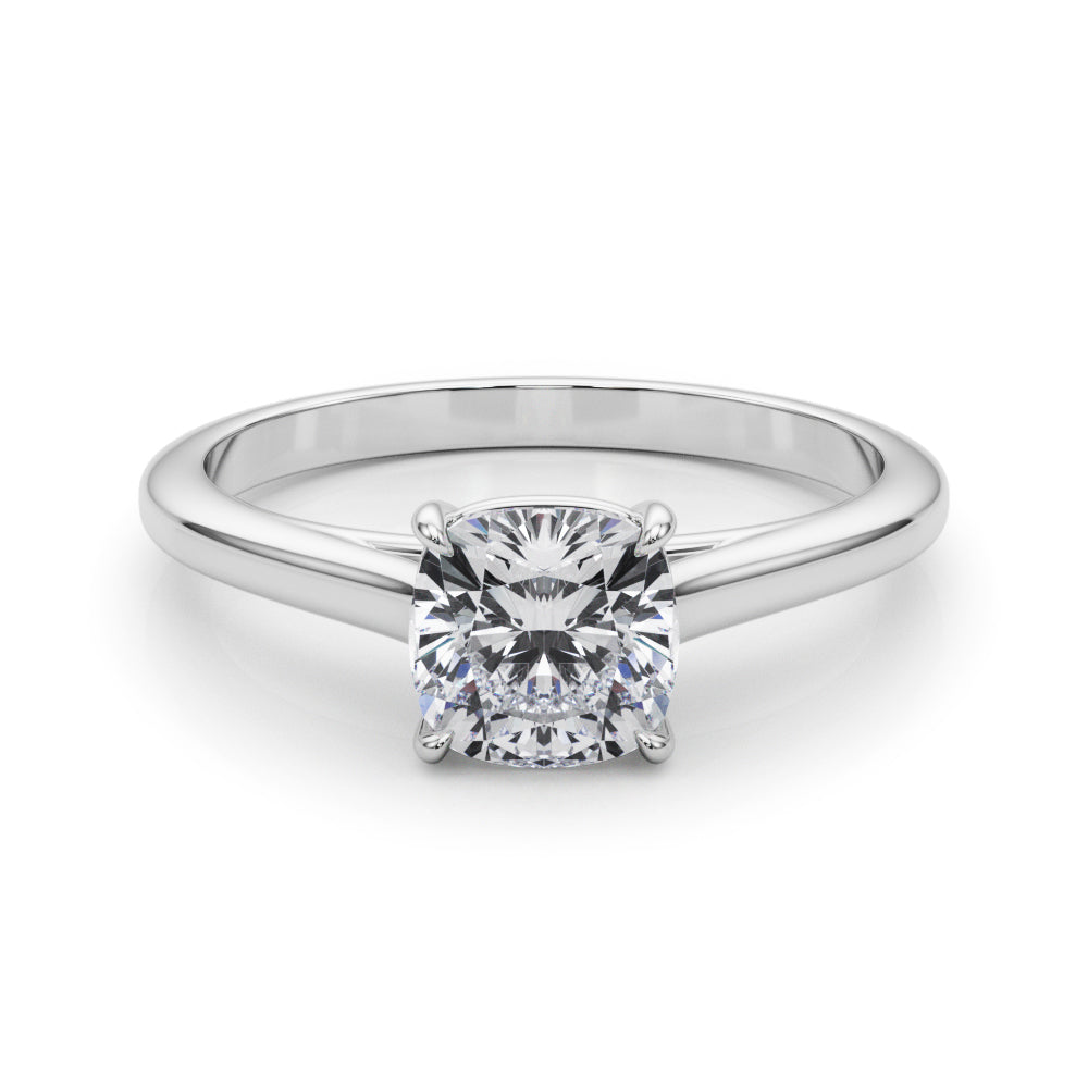 18K White Gold Cushion Diamond Solitaire Ring