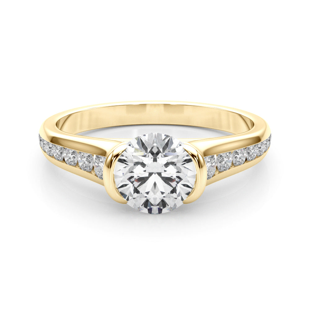 14K Yellow Gold Round Diamond Engagement Ring