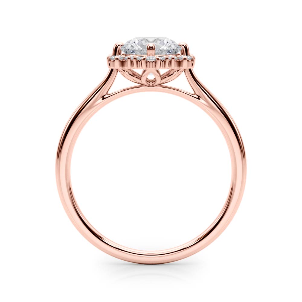 14K Rose Gold 1 CT Diamond Halo Engagement Ring