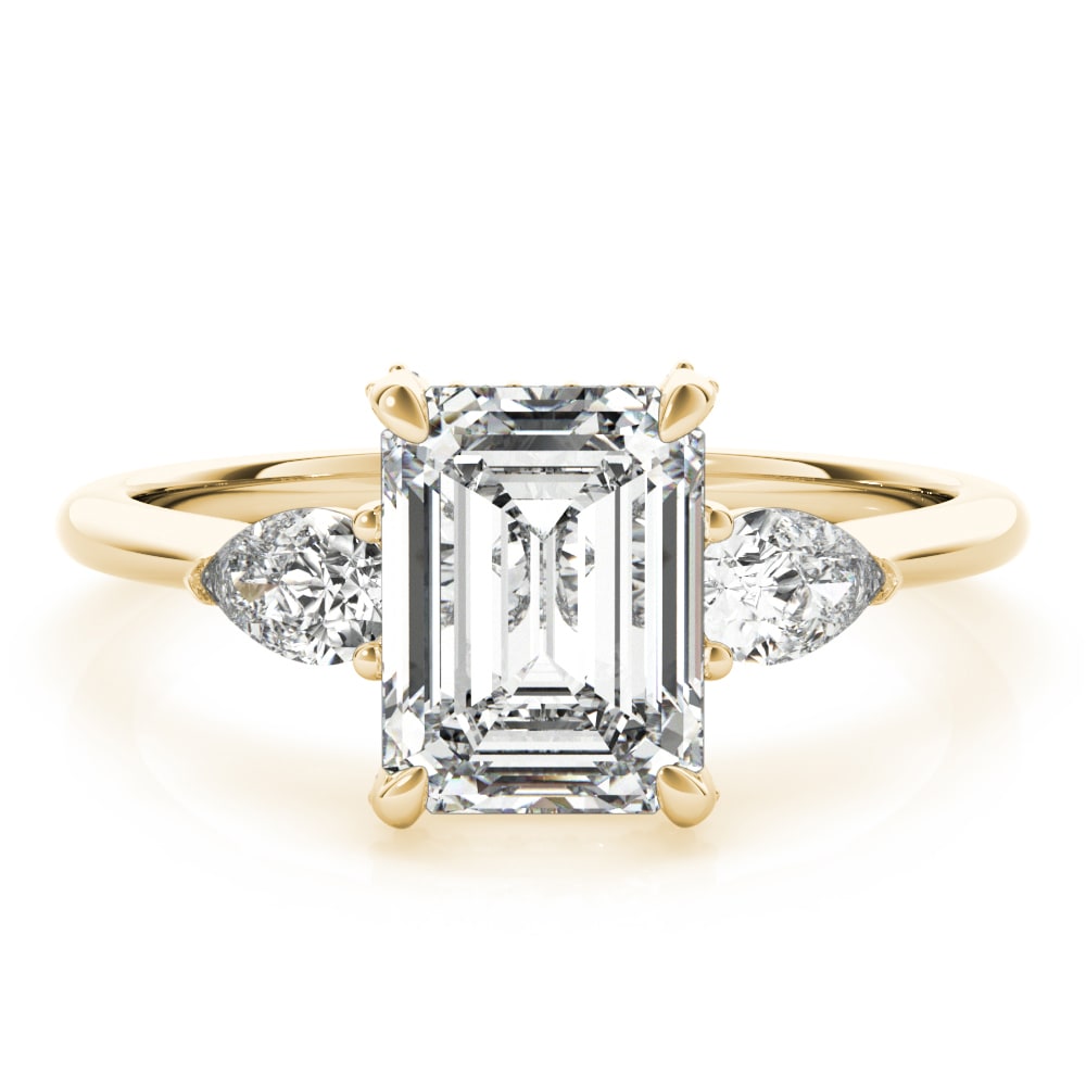 14K Yellow Gold 1 1/2 ct tw Three Stone Diamond Engagement Ring