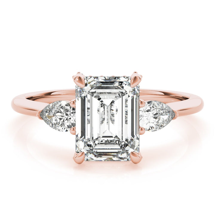 18K Rose Gold 1 1/2 ct tw Three Stone Diamond Engagement Ring