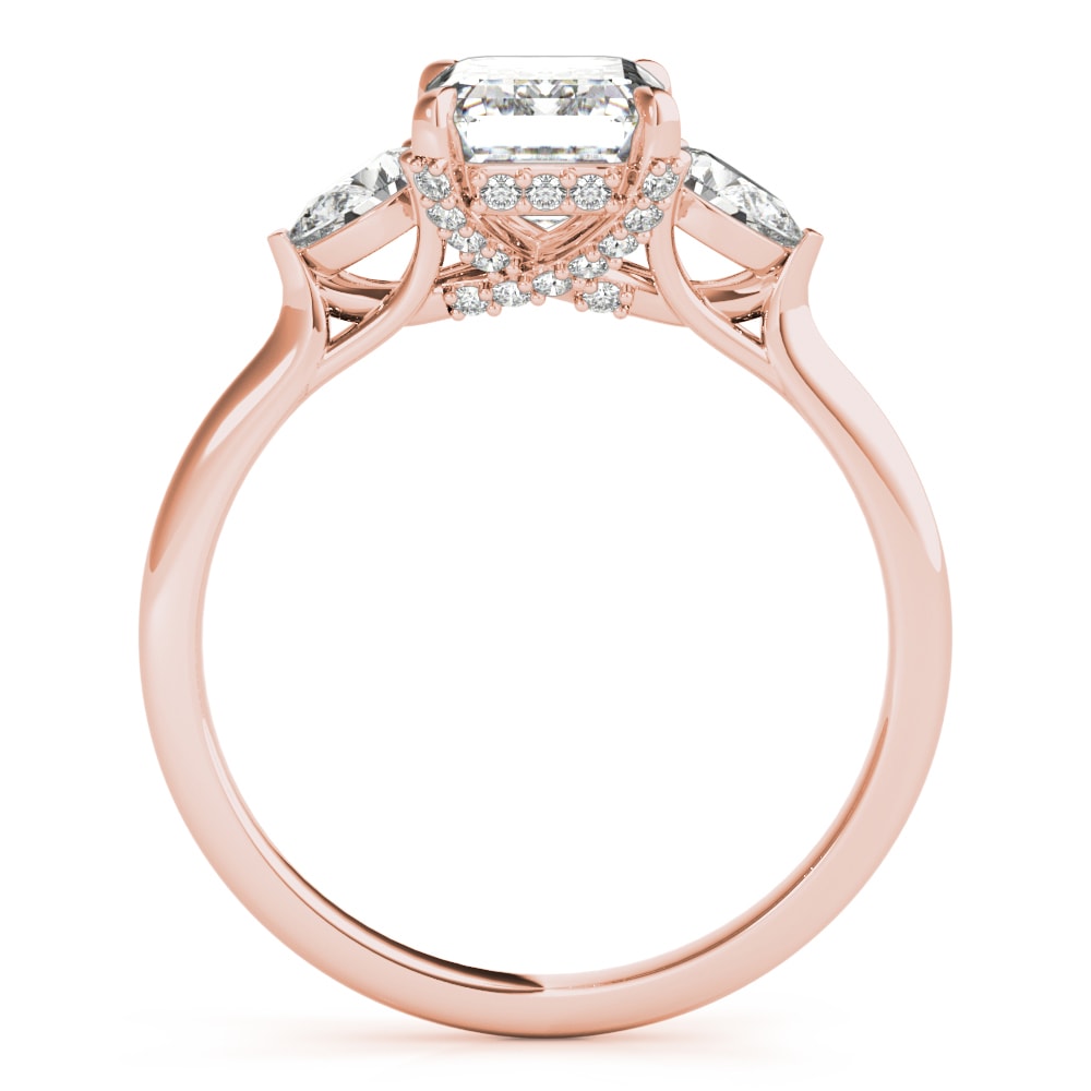 18K Rose Gold 1 1/2 ct tw Three Stone Diamond Engagement Ring
