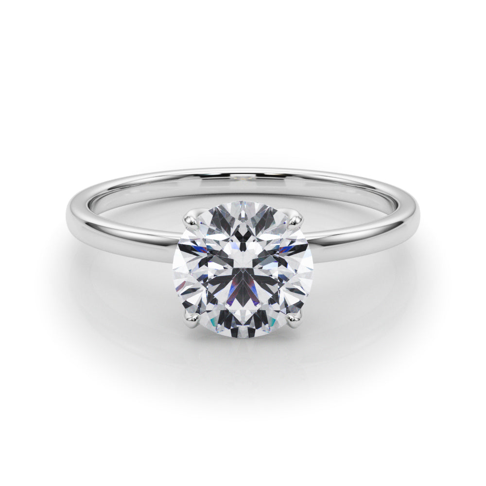 14K White Gold 1 CT Round Diamond Engagement Ring