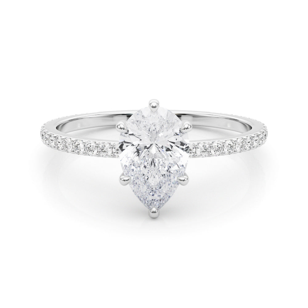 14K White Gold Diamond Halo Engagement Ring - 1/3 ctw