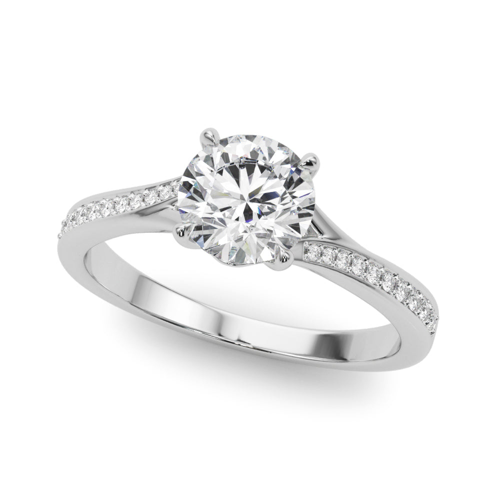 18K White Gold Single Row Diamond Engagement Ring